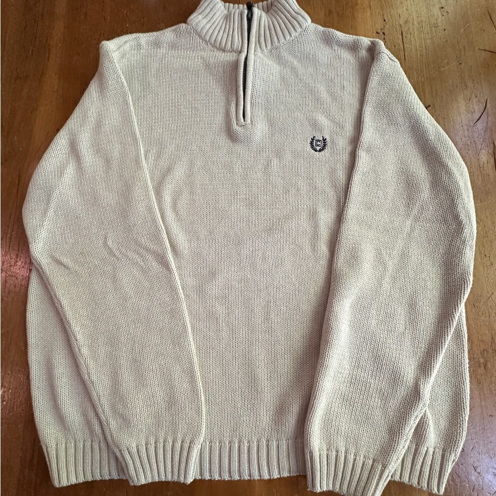 Chaps White Knit Quarter Zip Pullover Men’s XL